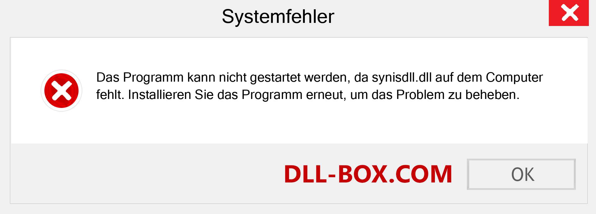 synisdll.dll-Datei fehlt?. Download für Windows 7, 8, 10 - Fix synisdll dll Missing Error unter Windows, Fotos, Bildern