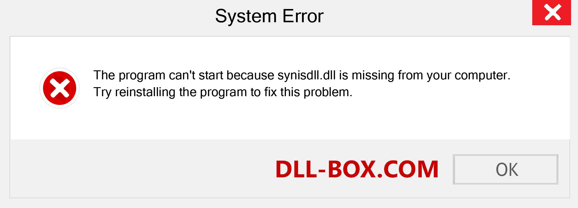  synisdll.dll file is missing?. Download for Windows 7, 8, 10 - Fix  synisdll dll Missing Error on Windows, photos, images