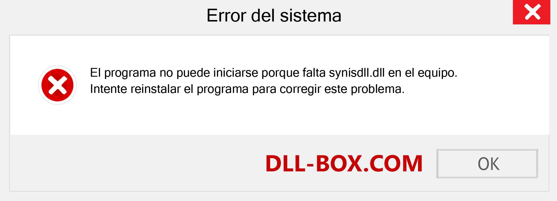 ¿Falta el archivo synisdll.dll ?. Descargar para Windows 7, 8, 10 - Corregir synisdll dll Missing Error en Windows, fotos, imágenes