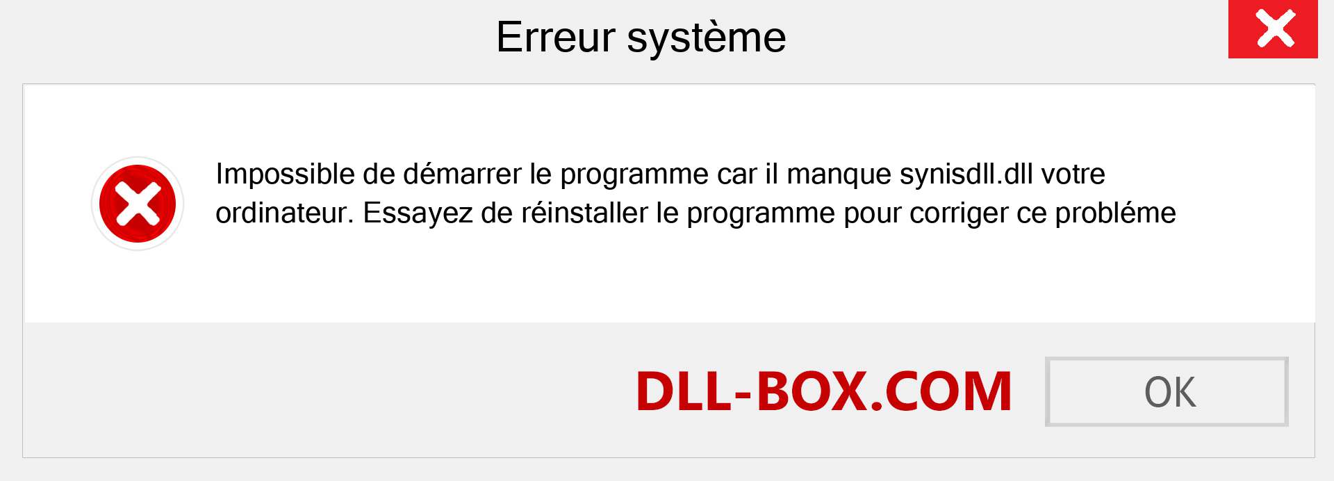 Le fichier synisdll.dll est manquant ?. Télécharger pour Windows 7, 8, 10 - Correction de l'erreur manquante synisdll dll sur Windows, photos, images